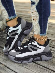 1雙女性舒適休閒運動鞋,棕色pu材質低幫滑板鞋,前系帶適用於戶外活動、學生、萬聖節、聖誕節 - 黑色 - 查看 7