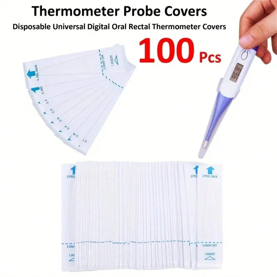 100 Piezas Cubre-sondas De Termómetro, Cubiertas De Termómetro Digital Desechables Universales Para La Boca Y Recto, Cubiertas De Termómetro Digital Desechables - Blanco - Ver 1