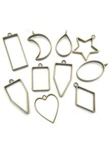 10/15/30 件时尚合金开口边框用于树脂首饰制作套件空心框架吊坠树脂工艺品各种几何框架饰物用于树脂铸造项链耳环制作用品 - 彩色 - 查看 12