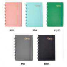 2024-2025年月計劃手帳,18個月規劃,內頁英文,pp封面,側翻螺旋裝訂筆記本,適用於辦公和學習文具 - 粉色 - 查看 11