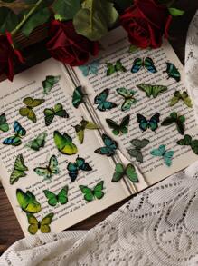 40入/組栩栩如生的蝴蝶設計pvc貼紙套裝,適用於日記,diy相冊,剪貼簿,電話,電腦等多種家居藝術用途 - 彩色 - 查看 12