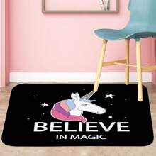 Random Unicorn Shaped Flannel Floor Mat - Multicolor - View 4