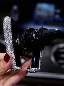 Soporte Para Teléfono De Coche Para Mujer, Cristal De Diamante, Montaje En Salida De Aire De Coche, Clip, Soporte Para Teléfono Móvil, Accesorios Interiores