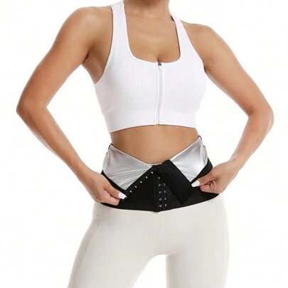 Sweat Waist Trainer With Three Rows Of Hooks For Body Shaping And Slimming