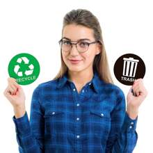 Recycle Sticker For Trash Can - Perfect Bin Labels - 2pcs 5"*5" Decal Logo - Ideal Sign For Home, Office Refuse Bin - Suitable For Indoor/Outdoor Use - Green - View 6