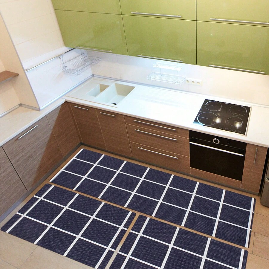 Kitchen Rugs - Marine Grid - View 1