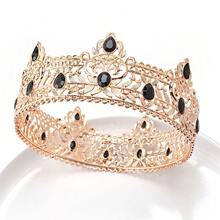 Vintage Rhinestone Headband Exquisite Queen Crown Crystal Tiara HeadJewelry Bridal Wedding Hair Accessories - White - View 2