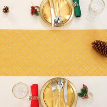 Festival Decoration Creative Grid Tablecloth For Home Decoration, Festival Atmosphere Arrangement - Yellow - View 5