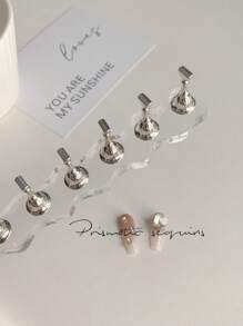 壓克力實心波浪長條裝飾用於美甲,帶有 1 個底座 + 10 個白金手指支架,樹脂水晶珠,水鑽和激光設計,非常適合在家或沙龍diy,適合女性、母親、姐妹、妻子、女朋友、婚禮、情人節等 - 彩色 - 查看 6