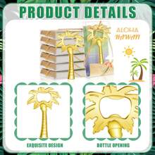 Złoty otwieracz do butelek w kształcie drzewa kokosowego w pudełku prezentowym, idealny na baby shower, wesela, wieczory panieńskie, imprezy, spotkania rodzinne, pamiątki, prezenty na Dzień Ojca, prezenty na Dzień Matki, prezenty dla siostry, prezenty dla najlepszej przyjaciółki, akcesoria na Walentynki - Złoto - Zobacz 2