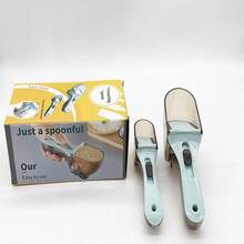 1 Set Of 2 Adjustable Measuring Spoons & Cups, Kitchen Tool Plastic Measuring Spoon, Scale Measuring Spoon - Two-piece Set (color Box) - View 2