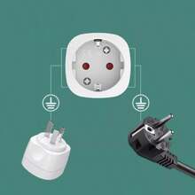 1 Pieza Adaptador De Enchufe Para Estándar Europeo Y Alemán A Estándar Chino, Redondo A Plano - Multicolor - Ver 2