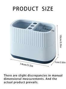 1 件簡約雙層學生筆架實用辦公桌文具收納盒大容量 - 藍色 - 查看 7