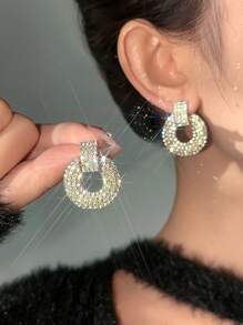 1對幾何形狀鑽石裝飾耳釘 - 彩色 - 查看 1