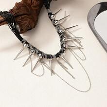 1pc Abey Style Cultural Original Design Unconventional Necklace For Women, Punk Y2k Sweet Cool Girl, Casual Wear, Luxury Stud Decor Choker, Suitable For Both Men And Women