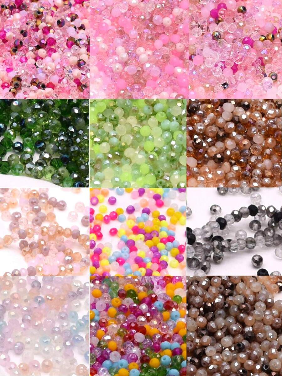 200Pcs A Bag 2.5x3mm /3x4.5mm Small Size Crystal Flat Bead  Crystal Glass Beads  Mix Color Beads For Jewelry Making DIY Accessories  Necklace Braclerts Hand Made