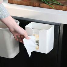无需钻孔壁挂式纸巾盒，适用于厨房、客厅、浴室 - 白色 - 查看 3