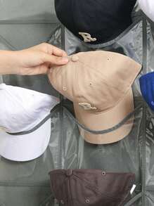 1pc 18-Pocket Cap Rack Baseball Cap Storage Organizer With 3 Hooks, Over The Door Cap Holder Organizer For Baseball Caps - Grey - View 2