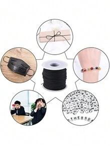 1 Roll 100m Braided Cord For DIY Handmade Jewelry Bracelets, Pendant Necklaces - Black - View 2