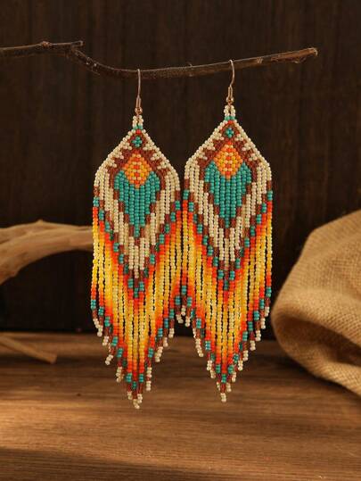 SOUL BEADING 1 Par De Pendientes Bohemios Hechos A Mano Con Borlas Tejidas Para Mujer, Ideales Para Festivales Y Uso Diario