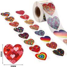 1000张情人节心形卷贴纸，情人节彩色心形贴纸爱心装饰贴纸心形标签适用于情人节装饰婚礼派对配件 - 彩色 - 查看 4