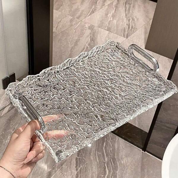 1/ 3 قطع صواني بلاستيكية للتقديم في المطبخ، صواني متعددة الاستخدامات للفطور والحلويات والمعجنات والوجبات الخفيفة، مع مقابض، مناسبة للمطبخ وغرفة المعيشة والديكور وتخزين مستحضرات التجميل والحمام ومنطقة المدخل