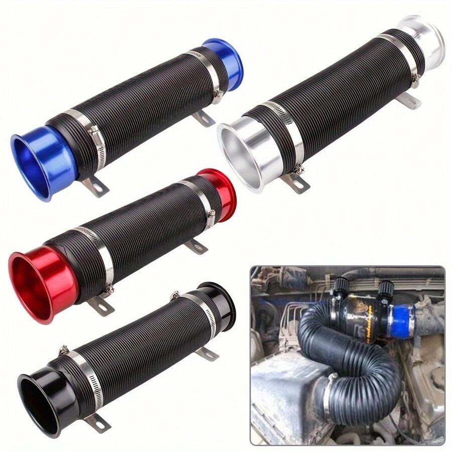 Car Part 76mm 3inch Universal Adjustable Flexible Air Intake Pipe With Air Duct Hose For Cold Air Intake And Turbocharger - Black - View 1