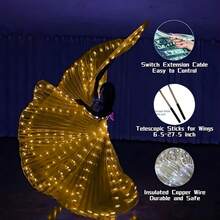 Unicorn LED Cape Luminous Butterfly Wings Yellow Color Nightclub Bar Stage Performance Dress, Cloak With Baton, Batteries Required (3 X AA), Suitable For Adults 59-68in, Children 43-55in. Unicorn Storage Bag, Great Valentine's Day Gift