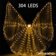 Unicorn LED Cape Luminous Butterfly Wings Yellow Color Nightclub Bar Stage Performance Dress, Cloak With Baton, Batteries Required (3 X AA), Suitable For Adults 59-68in, Children 43-55in. Unicorn Storage Bag, Great Valentine's Day Gift