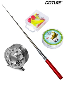 Goture 迷你口袋冰雷魚竿和捲軸組套裝鋁合金筆形釣竿38/53英寸海水淡水套裝 - 紅色 - 查看 1