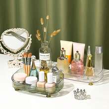 1pc Desktop Storage Box For Cosmetics, Snacks, Household Items Etc. - Translucent Green - View 5