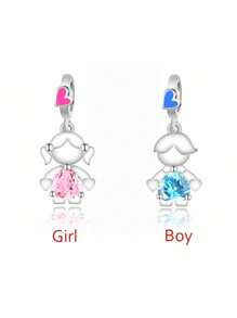 HuooNew 1入組可愛的925純銀情侶diy吊墜珠,情人節禮物