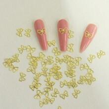 100 件金色金屬鉚釘蝴蝶結美甲裝飾品 Diy 美甲配件吊飾美甲用品聖誕禮物女孩手機殼小貼士 - 金色 - 查看 4