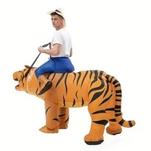 1pc Adult Tiger Inflatable Costumes Cosplay Costumes For Halloween Masquerade Purim Christmas Party Amine Cosplay Costume Dress Suit - Brown - View 4
