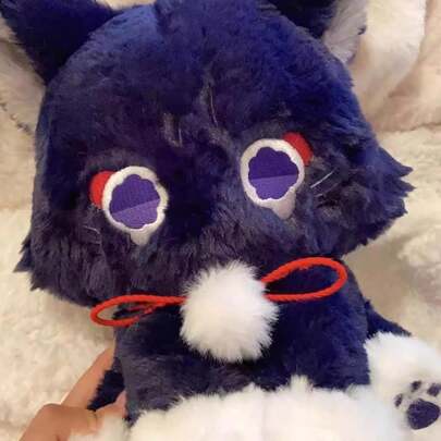 Búp bê nhồi bông mèo đen đáng yêu, tượng mèo con mềm mại theo phong cách anime, trang trí nhà cửa, quà tặng sinh nhật
