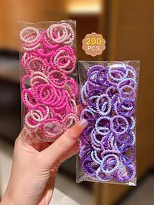 2 包/200 件兒童基本彩色螺旋髮帶 - 彩色 - 查看 4