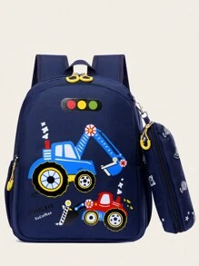 New Fashion Cartoon Printed Backpack With Mini Bag