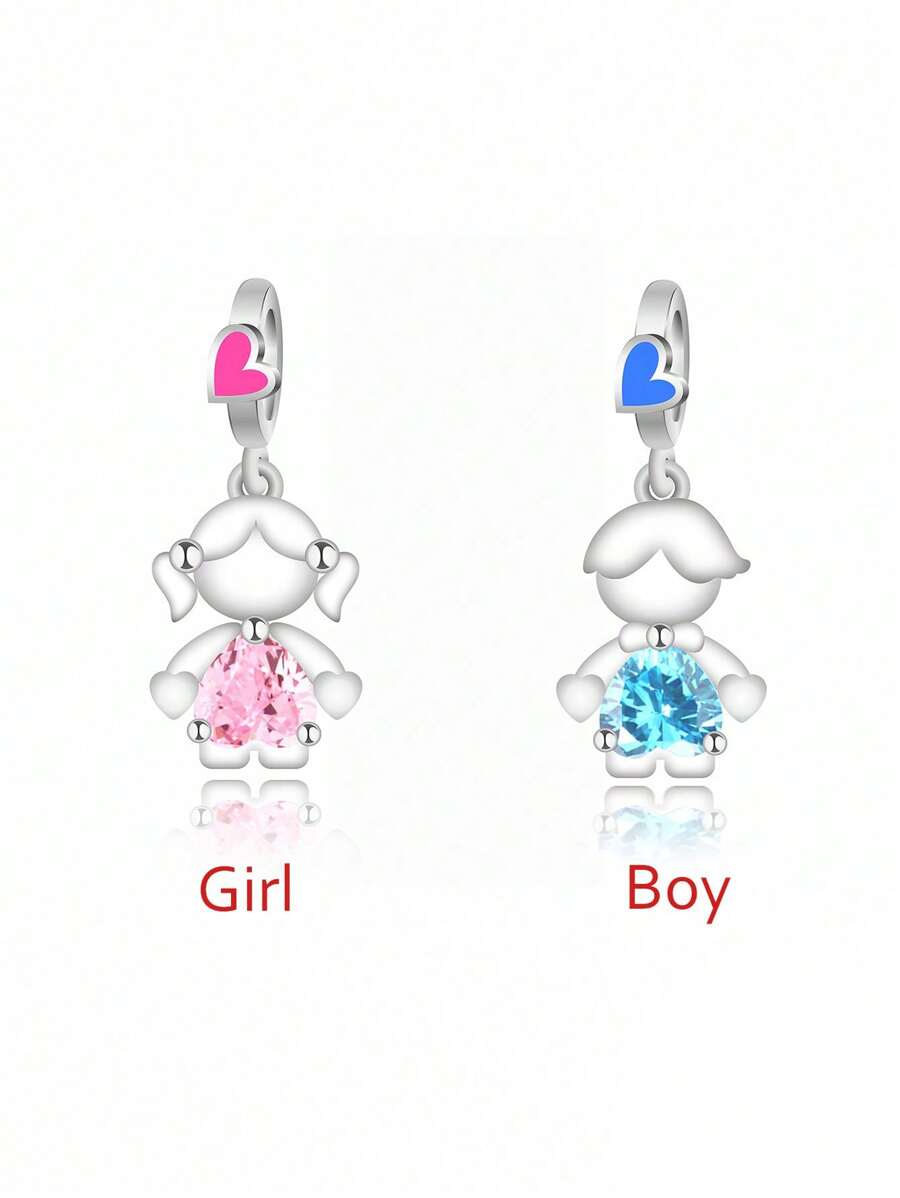 HuooNew 1入組可愛的925純銀情侶diy吊墜珠,情人節禮物