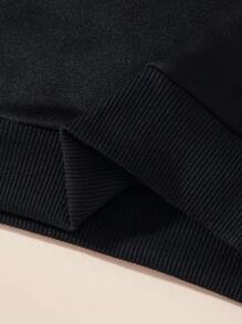 Young Girl Santa Claus Graphic Crew Neck Sweatshirt - Black - View 4