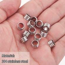20Pcs 304 Stainless Steel Large Hole Spacer Bead Rings, Hole Diameter 6Mm, For Bracelet Necklace Fashion Minimalist Diy Jewelry Accessories Beading Stainless Steel Jewelry