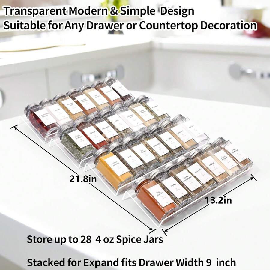 Spice Drawer Organizer, 4Layer Spice Bottle Drawer Organizer Rack