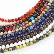 Natural Stone Beads With Hole (4mm/6mm/8mm/10mm/12mm) For Jewelry Making Diy Bracelet, Necklace, Keychain, Phone Pendant, Decoration - Multicolor - View 2