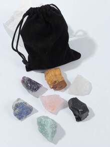 1包裝/7顆美麗的天然水晶原石,包括玫瑰石英、黑曜石,可用於diy裝飾、擺件、能量石 - 天然水晶原石 - 查看 2