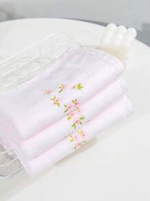 3pcs Lace Embroidered Towel Set, Household Towel, Soft Absorbent Hand Towel Bath Towel, Bathroom Supplies - Pink - View 4