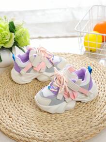 1pair Girls' Mesh Spring New Casual Chunky Shoes Soft Bottom Anti-Slip Outdoor Fashion Sports Shoes
