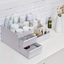 1入組桌面化妝品組織盒,梳妝臺收納盒 - 白色 - 查看 1