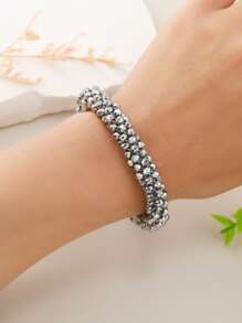 1pc Hand-Woven Elastic Bohemian Style Crystal Beaded Bracelets In 11 Colors Optional, Suitable For Daily Wear, Gift For Women - Sliced Rice Beads - View 11