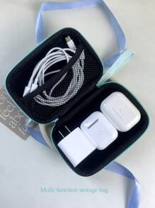 1pc Floral Pattern Design Eva Storage Bag For Data Cables, Chargers, Wireless Headphones - Multicolor - View 3