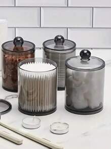 Acrylic Transparent Cleaning Swab Storage Box, Suitable For Balls, Cleaning Swabs, Pads And Toothpicks - Easily Organize Your Bathroom And Vanity, Ideal For Holiday Celebrations, Birthday Gifts - Black - View 4