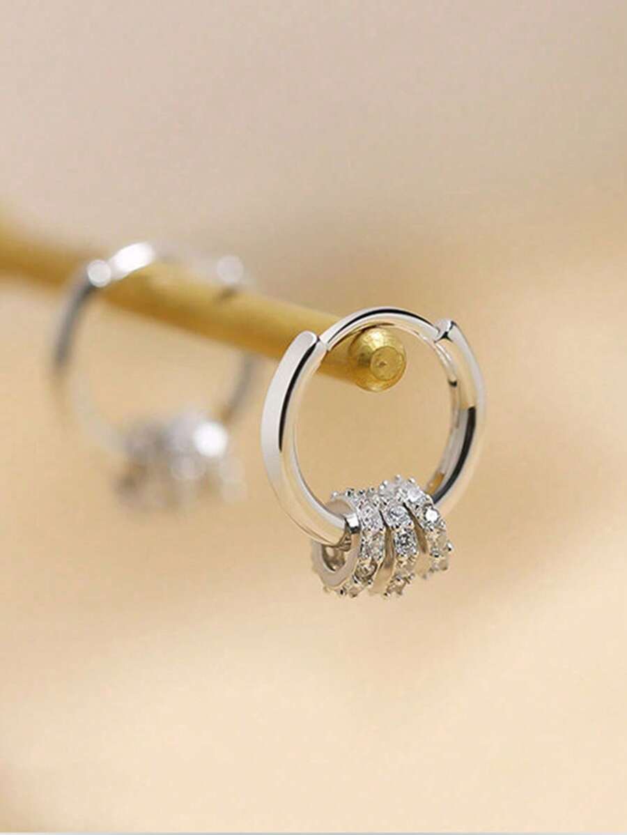 BALMORA 1 對簡約精緻 S925 純銀白色圓圈多佩戴耳環女式日常佩戴禮物